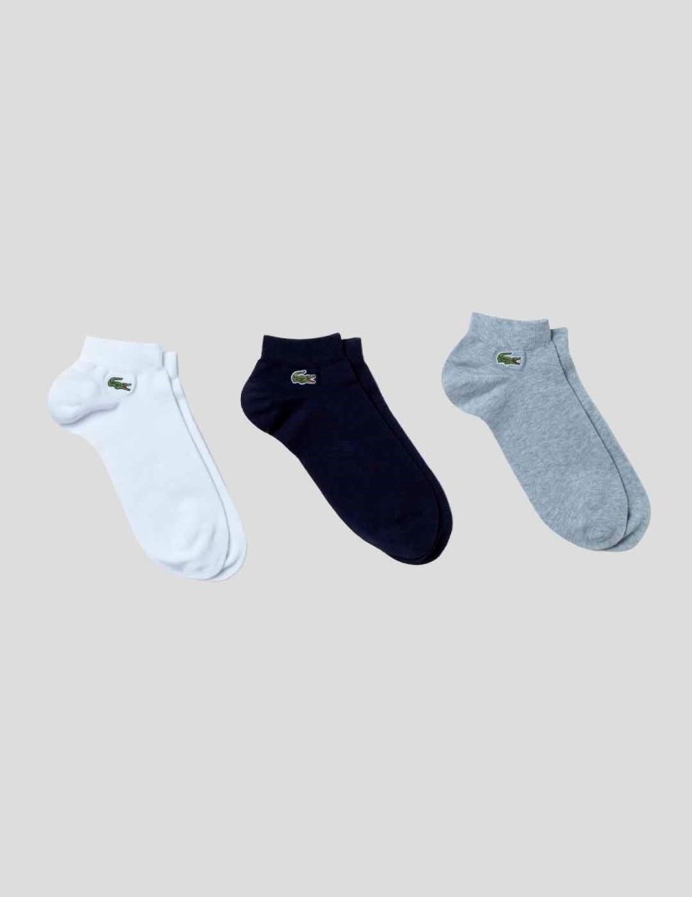 LACOSTE pack 3 calzini argente / marini / blanc